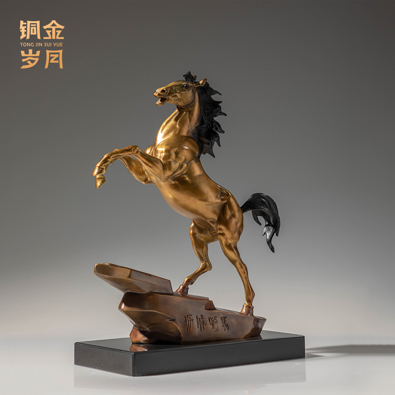 铜艺坊马到成功黄铜马摆件骏马奔腾铜马工艺品公司开业乔迁送礼品