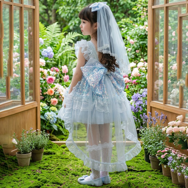 女童艾莎公主裙2026夏季儿童洛丽塔公主裙女孩爱莎生日礼服连衣裙