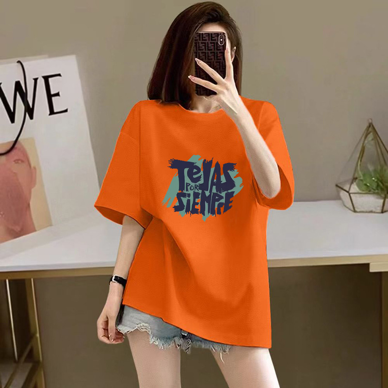 100%纯棉短袖T恤女2026新款夏季宽松印花半袖高级感显瘦爆款上衣