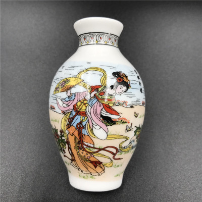 青花瓷花瓶陶瓷工艺品冰箱贴外贸创意磁铁仕女图中国特色商务礼品