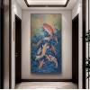 新中式荷花九鱼图玄关挂画入户正对门招财装饰画走廊过道高级壁画