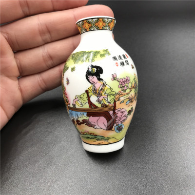 青花瓷花瓶陶瓷工艺品冰箱贴外贸创意磁铁仕女图中国特色商务礼品