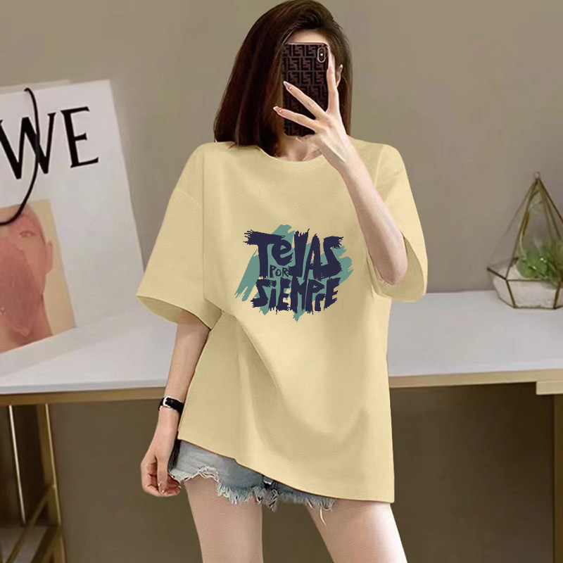 100%纯棉短袖T恤女2026新款夏季宽松印花半袖高级感显瘦爆款上衣
