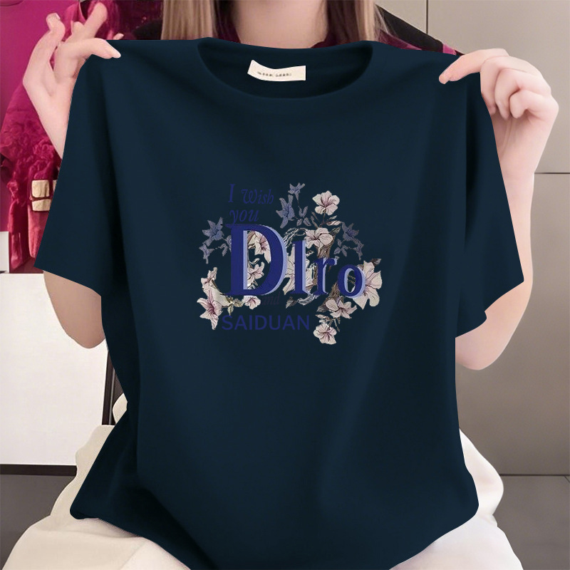100%纯棉短袖t恤女夏季新款宽松大码遮肚子中长款复古透气半袖潮i