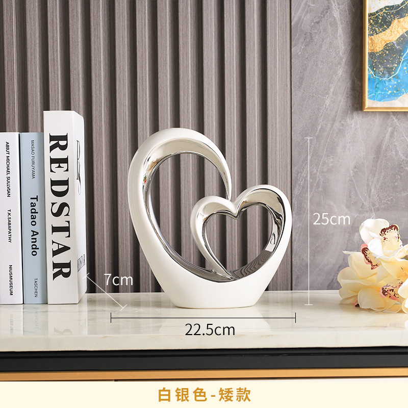现代创意心心相印摆件家居客厅玄关酒柜卧室工艺品电视柜装饰品