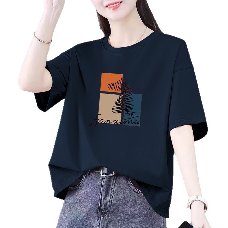微胖大码显瘦纯棉短袖t恤女夏季新款宽松遮肚子半袖上衣女装体恤