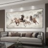 八骏图客厅挂画国画办公室沙发背景万马奔腾装饰画骏马图壁画