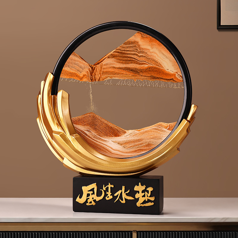 贝汉美风生水起流沙画摆件新中式客厅电视柜乔迁开业年会礼品批发