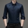 男士无痕桑蚕丝衬衫长袖免烫加绒保暖真丝休闲衬衣男批发休闲百搭