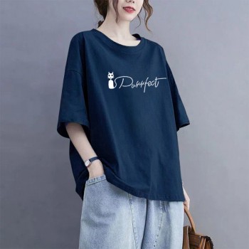 特大码200斤纯棉短袖t恤女2026夏季新款百搭休闲时尚减龄半袖上衣