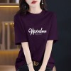 葡萄紫夏季新款字母印花纯棉短袖t恤时尚百搭休闲半袖宽松上衣潮
