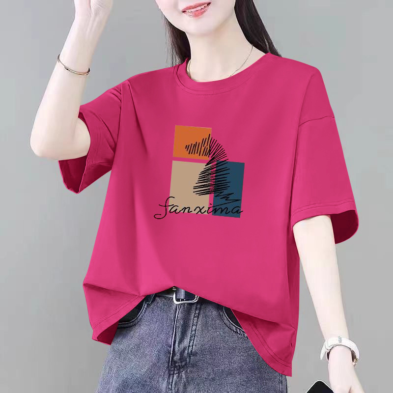 微胖大码显瘦纯棉短袖t恤女夏季新款宽松遮肚子半袖上衣女装体恤
