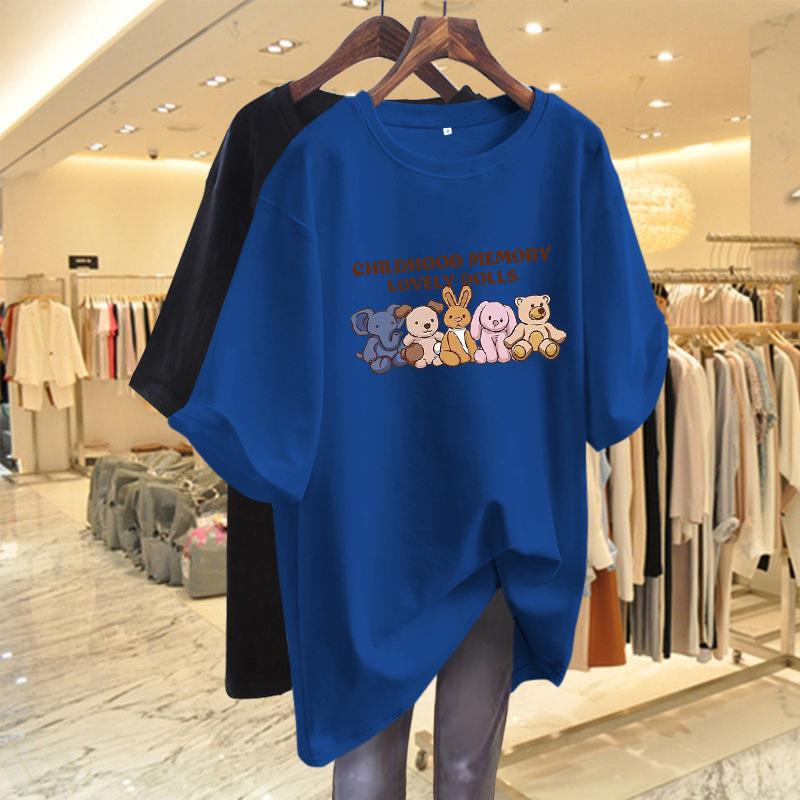 白色短袖t恤女2026新款夏季宽松大码显瘦卡通可爱百搭纯棉上衣ins