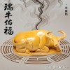 唐三彩陶瓷卧牛摆件风水家居博古架茶台卫生间客厅生肖瓷牛工艺品