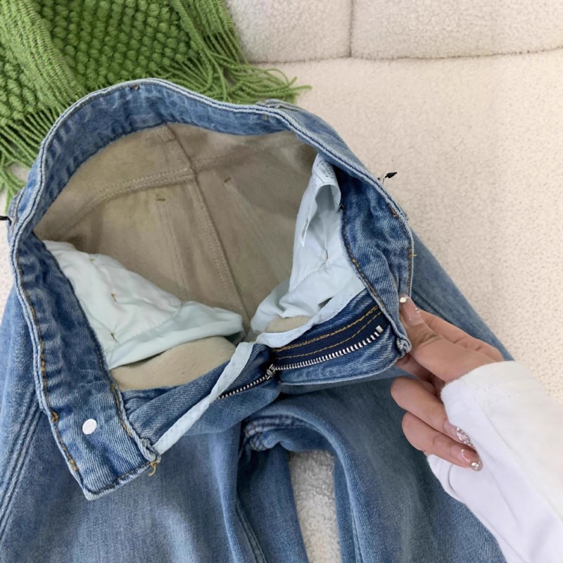 加绒加厚窄版阔腿牛仔裤女2025秋冬新款胖mm宽松高腰显瘦阔腿裤子