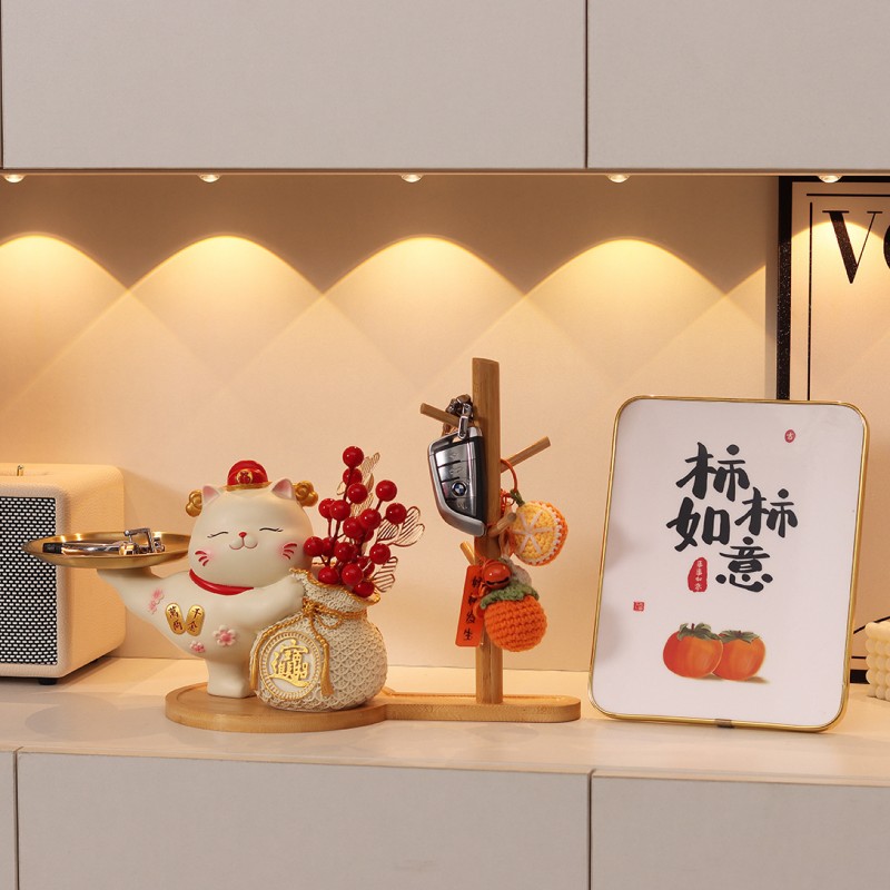 招财猫入户玄关钥匙收纳摆件门口客厅家居鞋柜电视柜乔迁新居礼品
