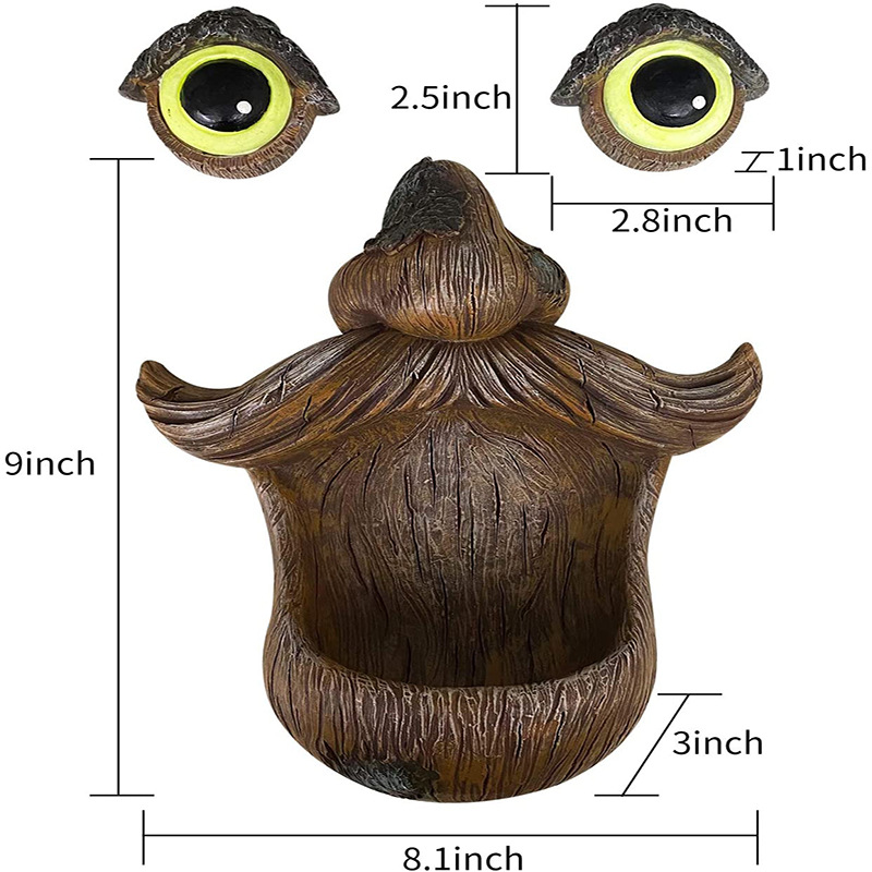 Garden birdfeeder 跨境树脂工艺品 树脸喂鸟器户外趣味树雕装饰