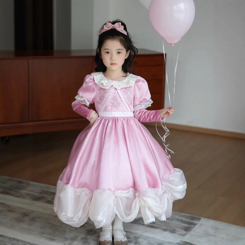 女童连衣裙春新款粉色公主裙灰姑娘女宝宝生日礼服洛丽塔儿童裙子