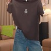 2026新款夏季正肩纯棉短袖t恤女时尚百搭洋气藏青色上衣打底衫