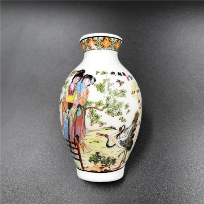青花瓷花瓶陶瓷工艺品冰箱贴外贸创意磁铁仕女图中国特色商务礼品