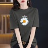 夏季新款100%纯棉短袖t恤休闲百搭大码圆领印花上衣宽松遮肉减龄T