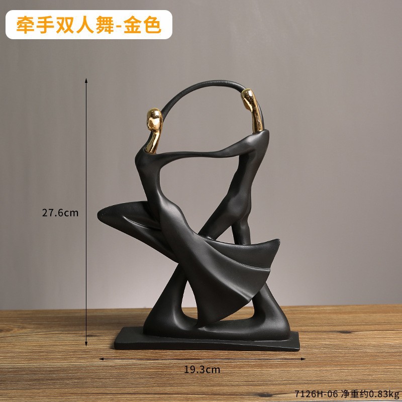现代轻奢艺术摆件大全客厅书房电视柜办公室桌面装饰品树脂工艺品