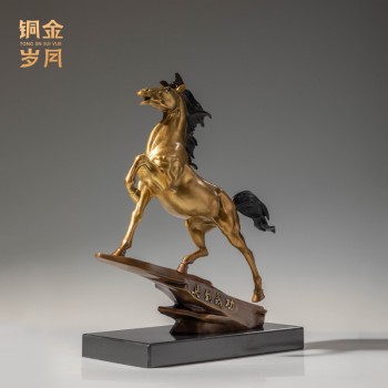 铜艺坊马到成功黄铜马摆件骏马奔腾铜马工艺品公司开业乔迁送礼品