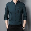 男士无痕桑蚕丝衬衫长袖免烫加绒保暖真丝休闲衬衣男批发休闲百搭