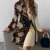 2024秋冬跨境潮流 欧美女装外贸气质优雅一片式拼色系带连衣裙
