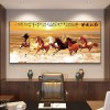 八骏图客厅挂画国画办公室沙发背景万马奔腾装饰画骏马图壁画
