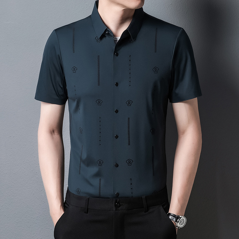 男士无痕桑蚕丝衬衫长袖免烫加绒保暖真丝休闲衬衣男批发休闲百搭