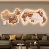 双层中国世界地图发光拼接挂画客厅装饰画LED带灯立体办公室壁画