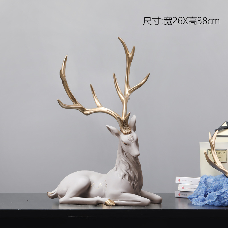 厂家直供麋鹿摆件玄关家居创意摆设品电视酒柜装饰品乔迁新居礼物