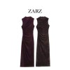 ZARZ 自制 欧美风 新款女装 经典 时尚款印花褶皱连衣裙9601541