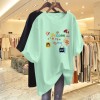 杏色纯棉短袖t恤女装2026新款夏季欧货大码体恤时尚减龄卡通上衣