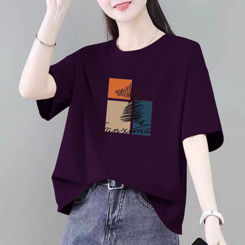 微胖大码显瘦纯棉短袖t恤女夏季新款宽松遮肚子半袖上衣女装体恤