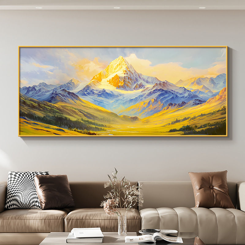 背靠金山客厅装饰画有山无水办公室沙发背景墙挂画轻奢高级感壁画