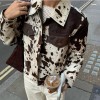 跨境欧美女装速卖通爆款翻领印花衬衣夹克外套休闲百搭
