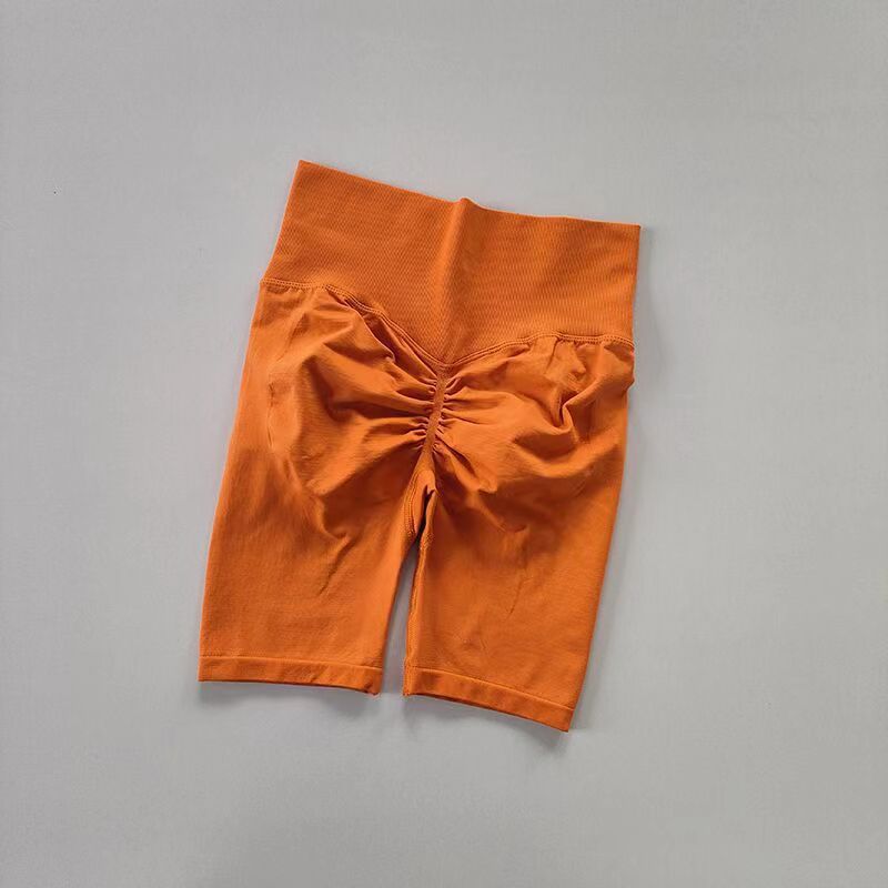 欧美无缝提臀健身短裤女跑步运动骑行中裤翘臀高腰瑜伽训练五分裤