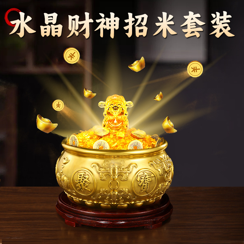 纯黄铜聚宝盆八福双鱼财富家居财富办公室聚宝盆摆件饰品厂家批发