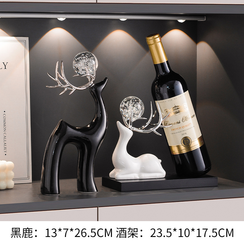 轻奢高档福鹿摆件家居客厅玄关电视柜酒柜创意陶瓷艺术小众装饰品