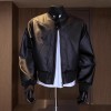 港风复古机车服男秋季痞帅时尚穿搭vintage棒球领pu皮衣夹克外套