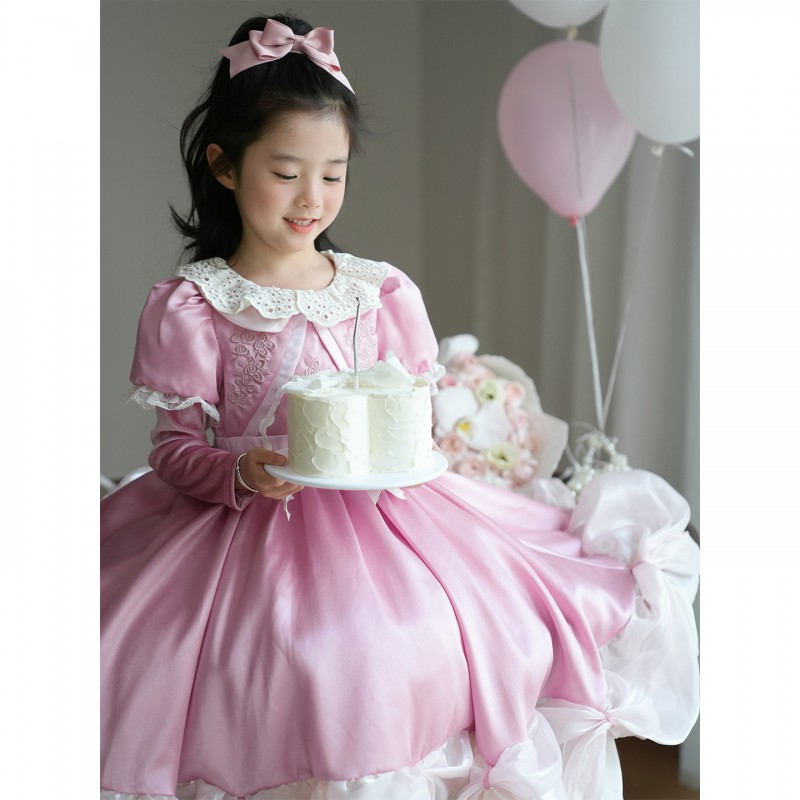 女童连衣裙春新款粉色公主裙灰姑娘女宝宝生日礼服洛丽塔儿童裙子