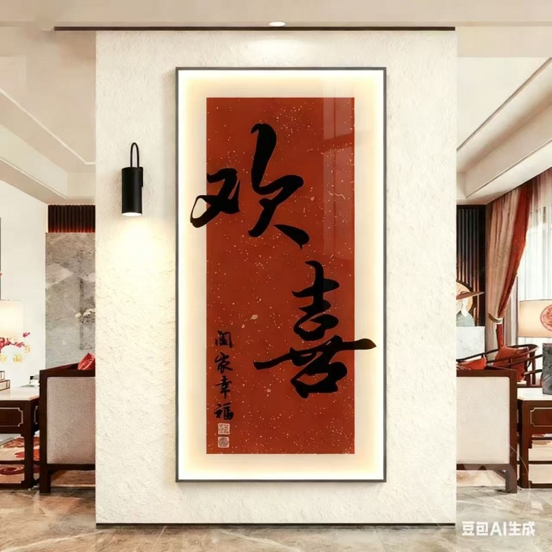 2026新年欢喜安康玄关装饰画走廊过道壁画入户正对门寓意字画挂画