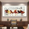 八骏图客厅挂画国画办公室沙发背景万马奔腾装饰画骏马图壁画