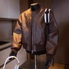 港风复古机车服男秋季痞帅时尚穿搭vintage棒球领pu皮衣夹克外套
