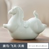 创意陶瓷摇摇马摆件桌面茶桌书房软装饰马上有绿马跨境工艺品送礼