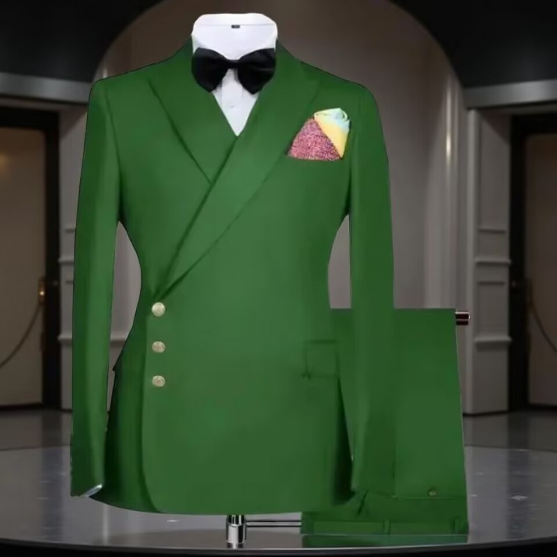 亚马逊跨境新款男士西装两件套婚宴新郎伴郎西服男士西装套装