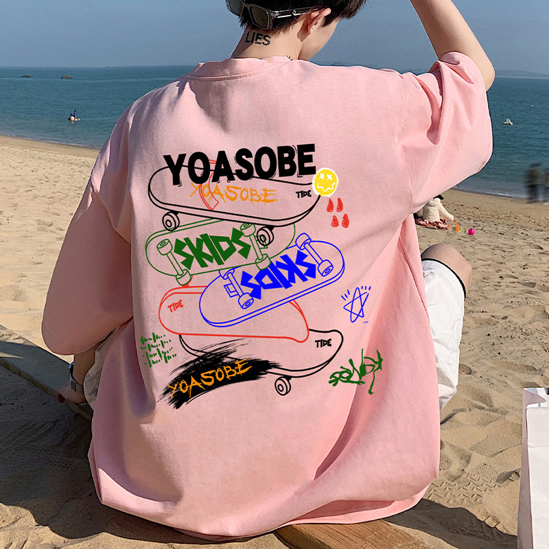 NASA纯棉短袖t恤男夏季潮牌新款大码宽松上衣青少年印花半袖情侣T