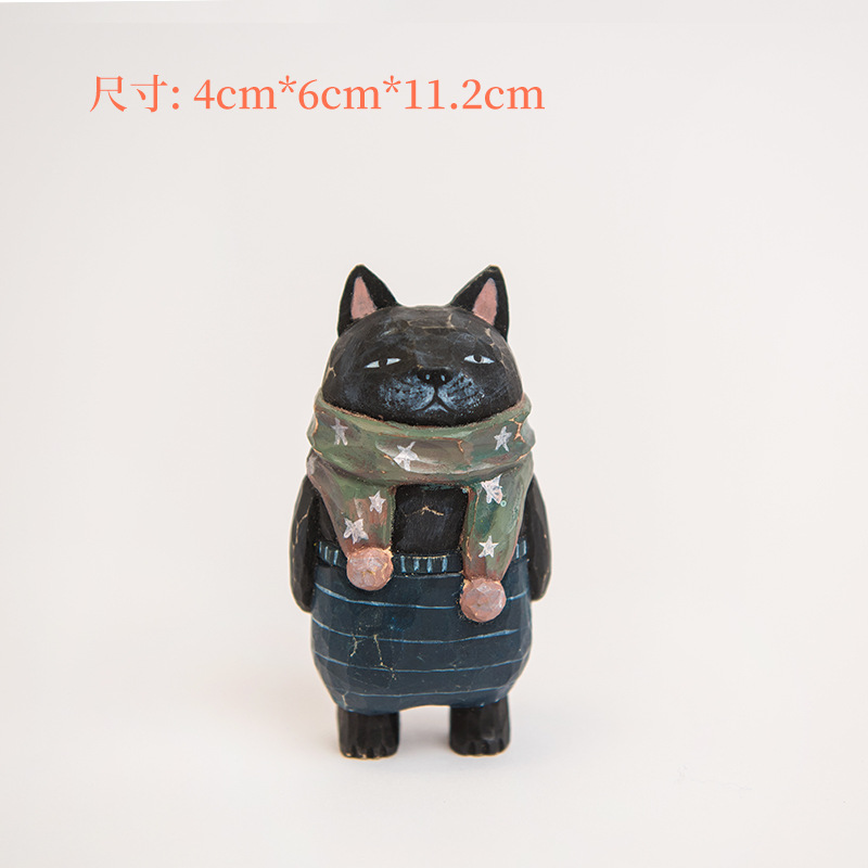 木制工艺品雕刻小猫摆件造型生日礼物diy一件代发木质木雕摆件
